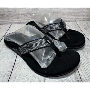 Reef Sandals Women's Size 9 Black White Spring Woven Flip Flops Thong